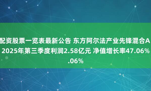 配资股票一览表最新公告 东方阿尔法产业先锋混合A:2025年第三季度利润2.58亿元 净值增长率47.06%